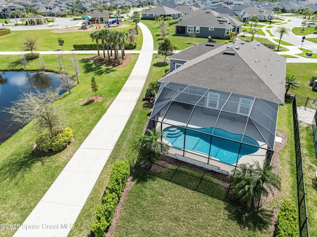 aerial view featuring a residential view