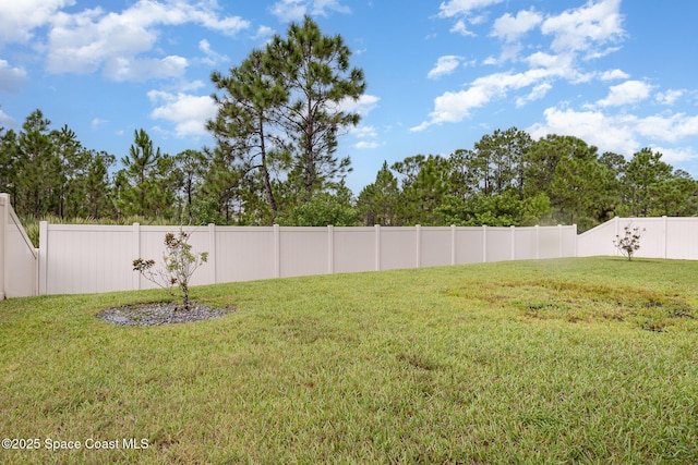 view of yard featuring a fenced backyard