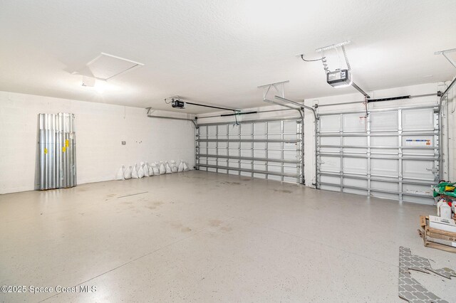 garage with a garage door opener