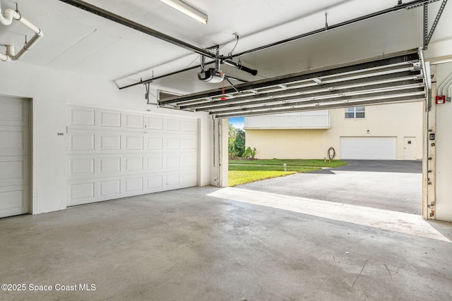 garage with a garage door opener