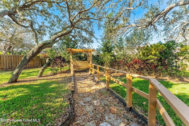 view of yard featuring fence