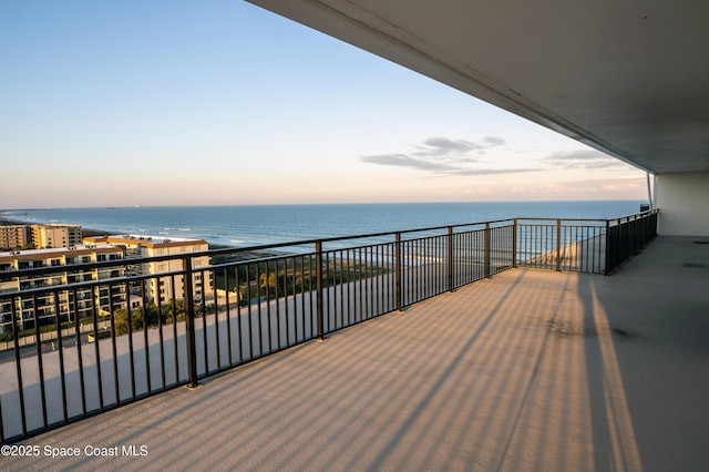 deck featuring a water view