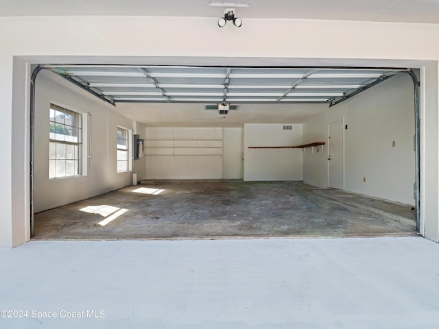 garage with a garage door opener