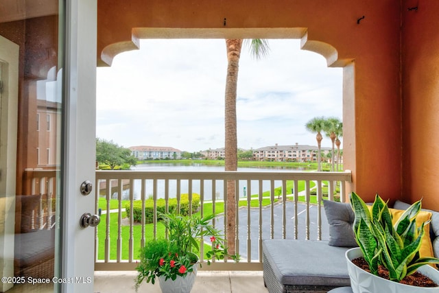 balcony with a water view