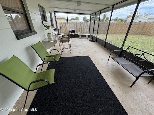 view of unfurnished sunroom