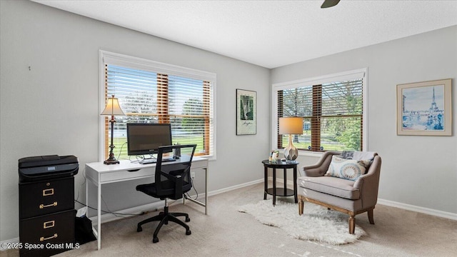 3794 Rambling Acres Dr, Titusville, FL 32796 - office space with a textured ceiling, carpet, and baseboards