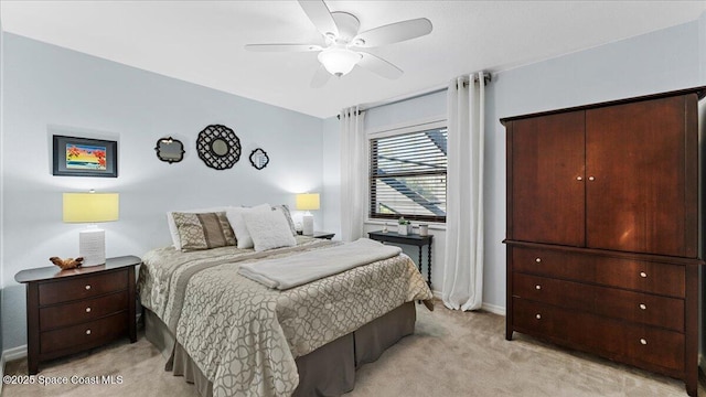 3794 Rambling Acres Dr, Titusville, FL 32796 - bedroom featuring baseboards, a ceiling fan, and light colored carpet