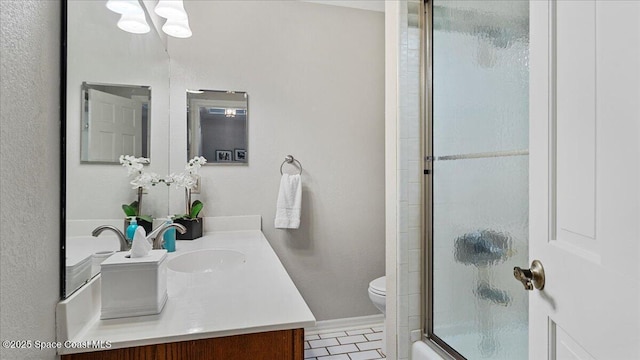 3794 Rambling Acres Dr, Titusville, FL 32796 - full bathroom featuring combined bath / shower with glass door, vanity, and toilet
