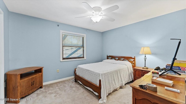 3794 Rambling Acres Dr, Titusville, FL 32796 - bedroom with light carpet, ceiling fan, and baseboards