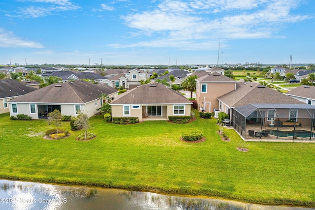 birds eye view of property with a residential view