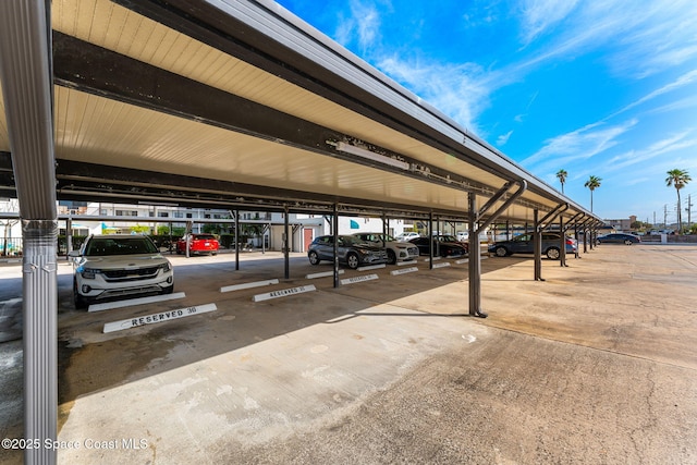 view of covered parking lot