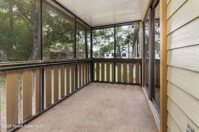 view of unfurnished sunroom