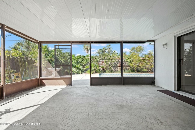 view of unfurnished sunroom