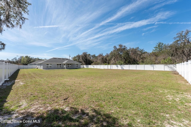 view of yard featuring a fenced backyard