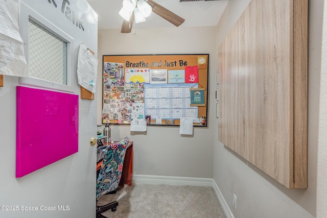 interior space featuring baseboards and carpet flooring