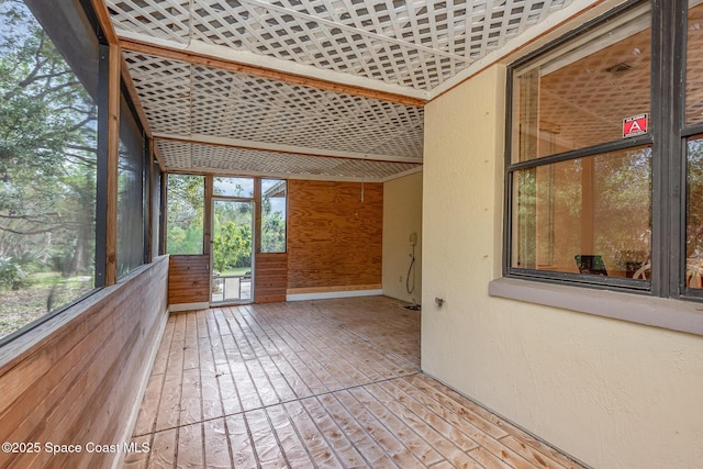 view of unfurnished sunroom