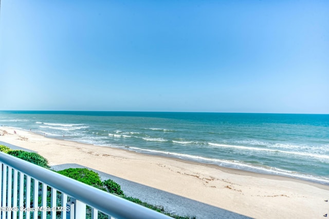 view of water feature featuring a beach view