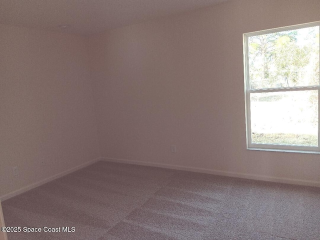 unfurnished room with carpet and baseboards