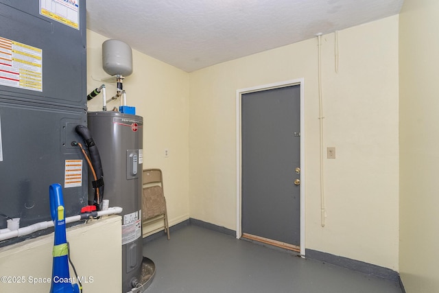 utility room with water heater and heating unit