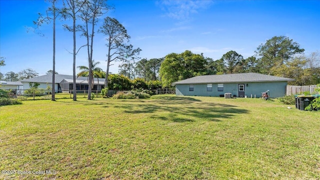 view of yard featuring fence