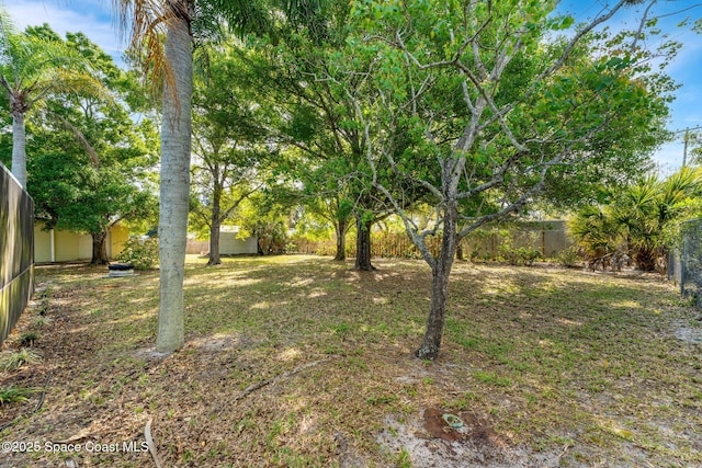 view of yard with a fenced backyard