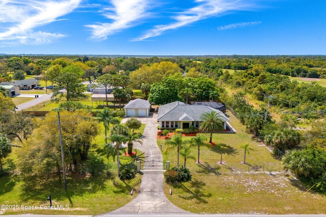 aerial view featuring a forest view