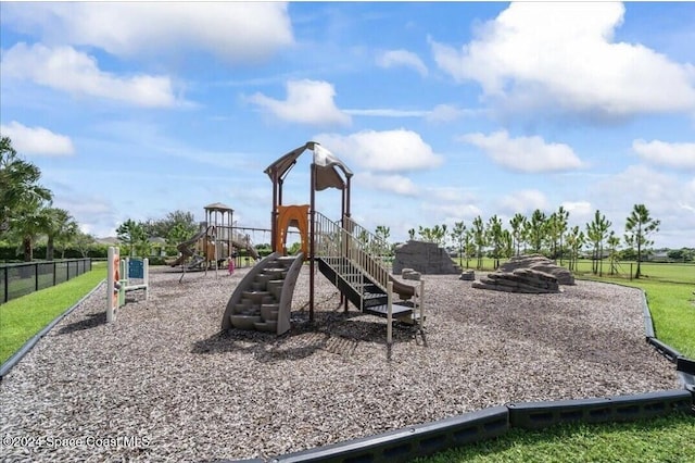 community play area featuring fence