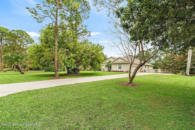 view of front facade with a front yard and concrete driveway