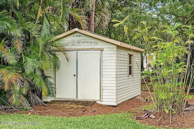 view of shed