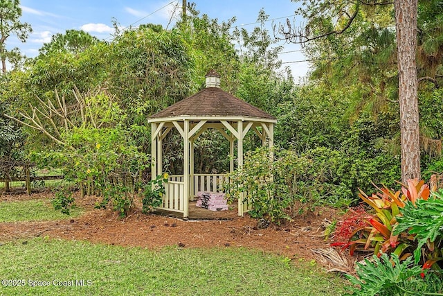 exterior space featuring a gazebo