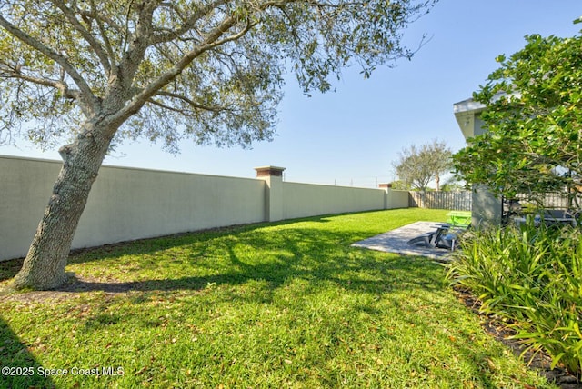 view of yard featuring a fenced backyard