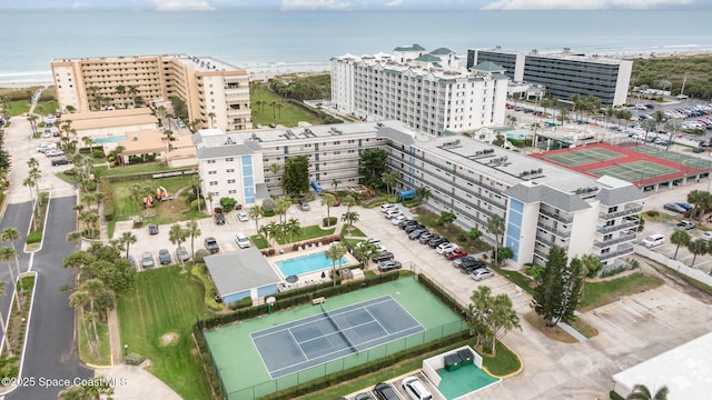 aerial view with a view of city and a water view