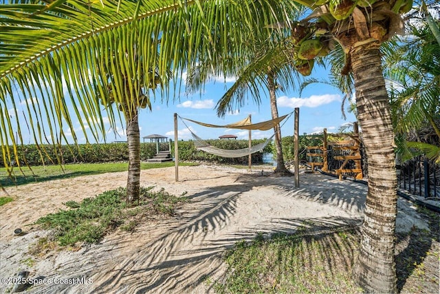 view of yard featuring volleyball court