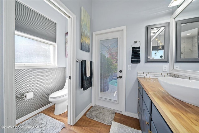 530 Carmel Dr, Melbourne, FL 32940 - bathroom with toilet, wood finished floors, and vanity