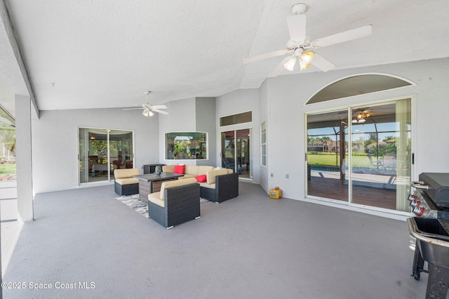 view of patio / terrace with outdoor lounge area and ceiling fan