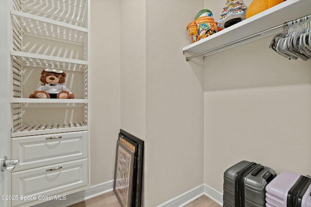 spacious closet with light wood-style floors