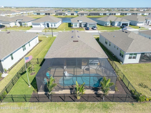 drone / aerial view featuring a residential view