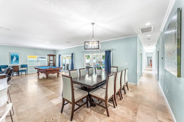 303 Harrison Ave, Cape Canaveral, FL 32920 - dining space with visible vents, baseboards, a healthy amount of sunlight, and billiards