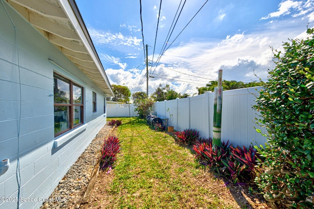 view of yard featuring a fenced backyard