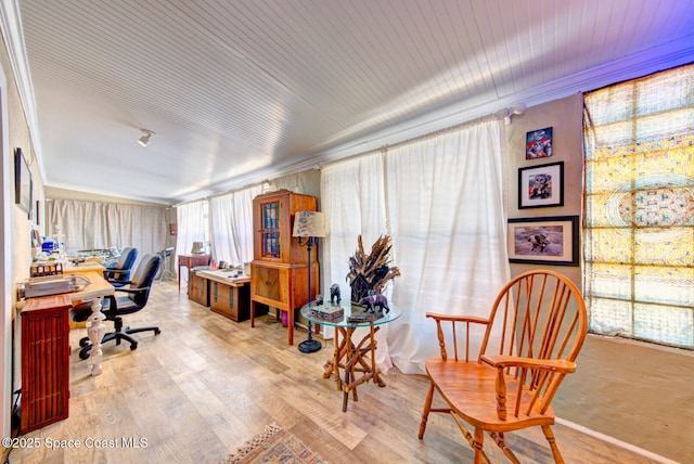 home office featuring wood finished floors