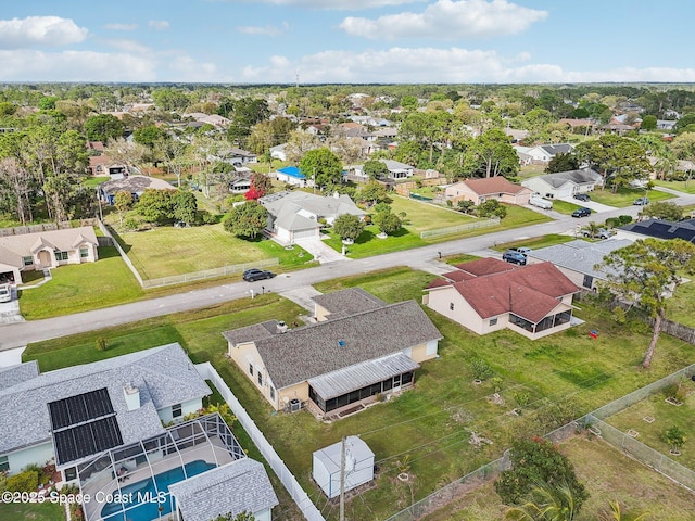 bird's eye view with a residential view