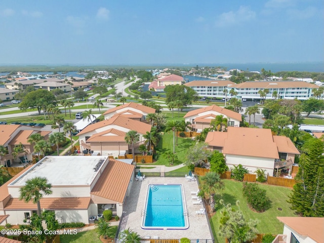 drone / aerial view with a residential view