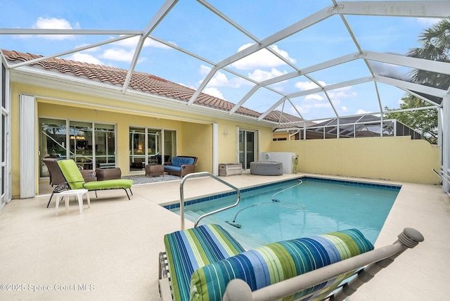 pool with a patio