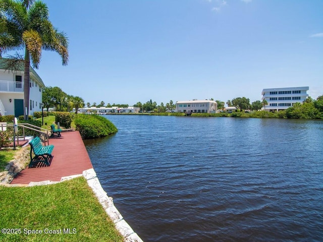 view of water feature featuring a boat dock