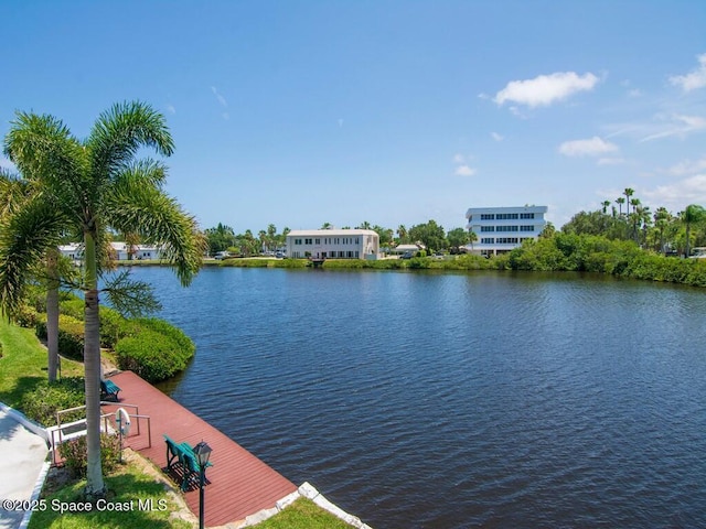 view of water feature featuring a dock