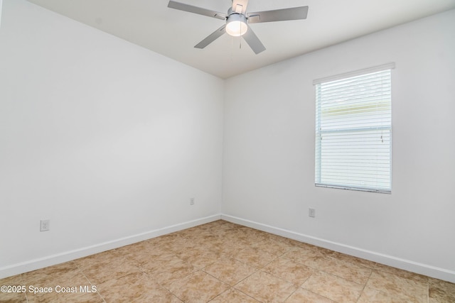 3485 Sansome Cir, Melbourne, FL 32940 - spare room with baseboards and a ceiling fan