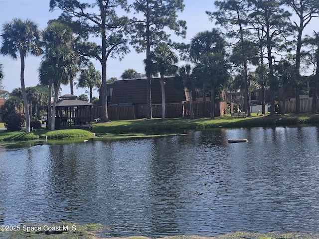 property view of water with fence