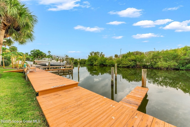 view of dock featuring a water view