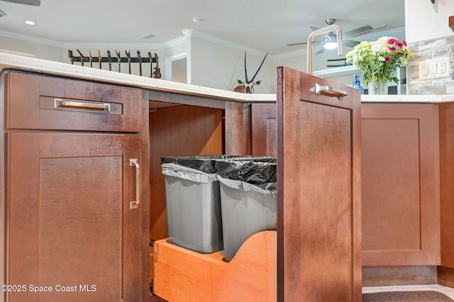 interior space with ornamental molding