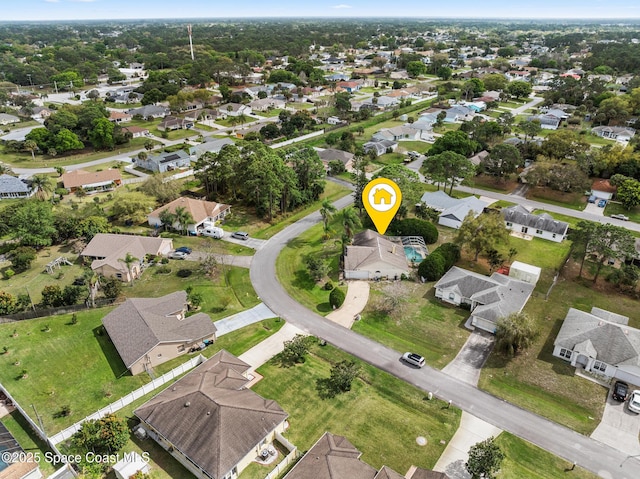 drone / aerial view with a residential view